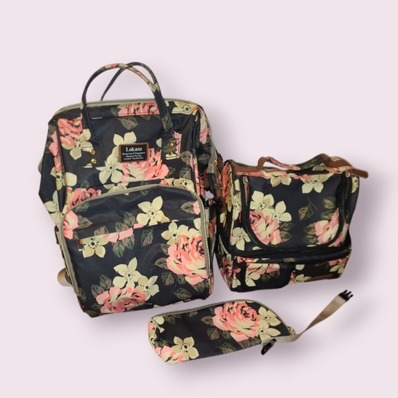 Lokass set of diaper bag backpack, mini bag, and lunch bag - Picture 3 of 14